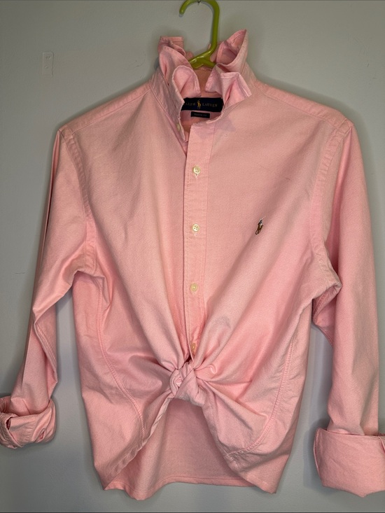 Ralph Lauren Tops - Ralph Lauren Light Pink Oxford Ruffled collar Shirt